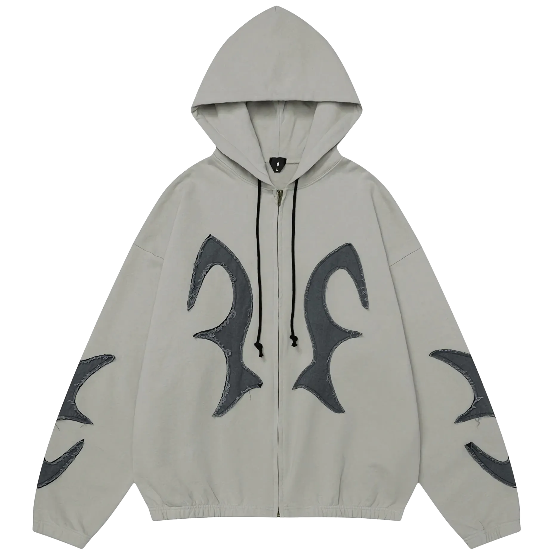 'Sandman' Rune Accent Oversized Zip-Up Hoodie