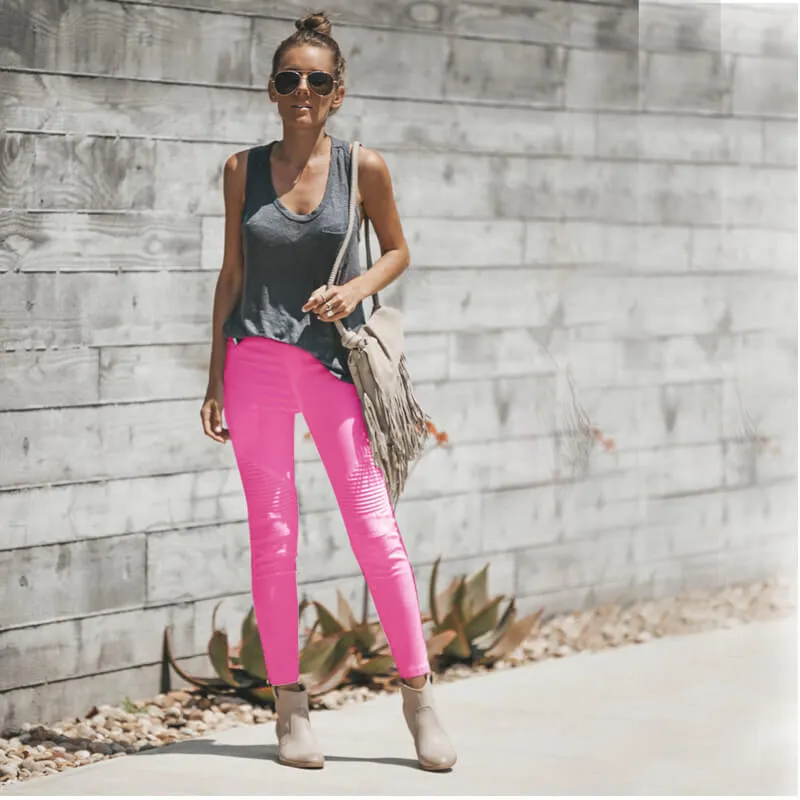 Sexy High Waist Stretch Bright Color Skinny Pants