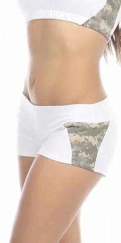 Sexy Unbroken Honor Military Universal Green Scrunch Back Work Out Shorts - White/Green