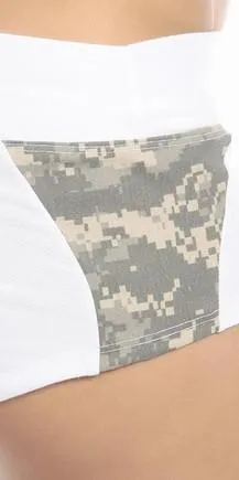 Sexy Unbroken Honor Military Universal Green Scrunch Back Work Out Shorts - White/Green