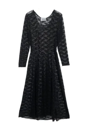 Sheer Lace Mesh Dress- Black