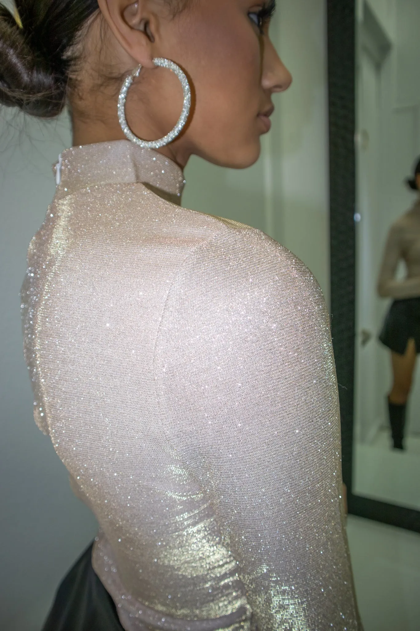 Shimmer Sweet Long Sleeve Mock Neck Bodysuit