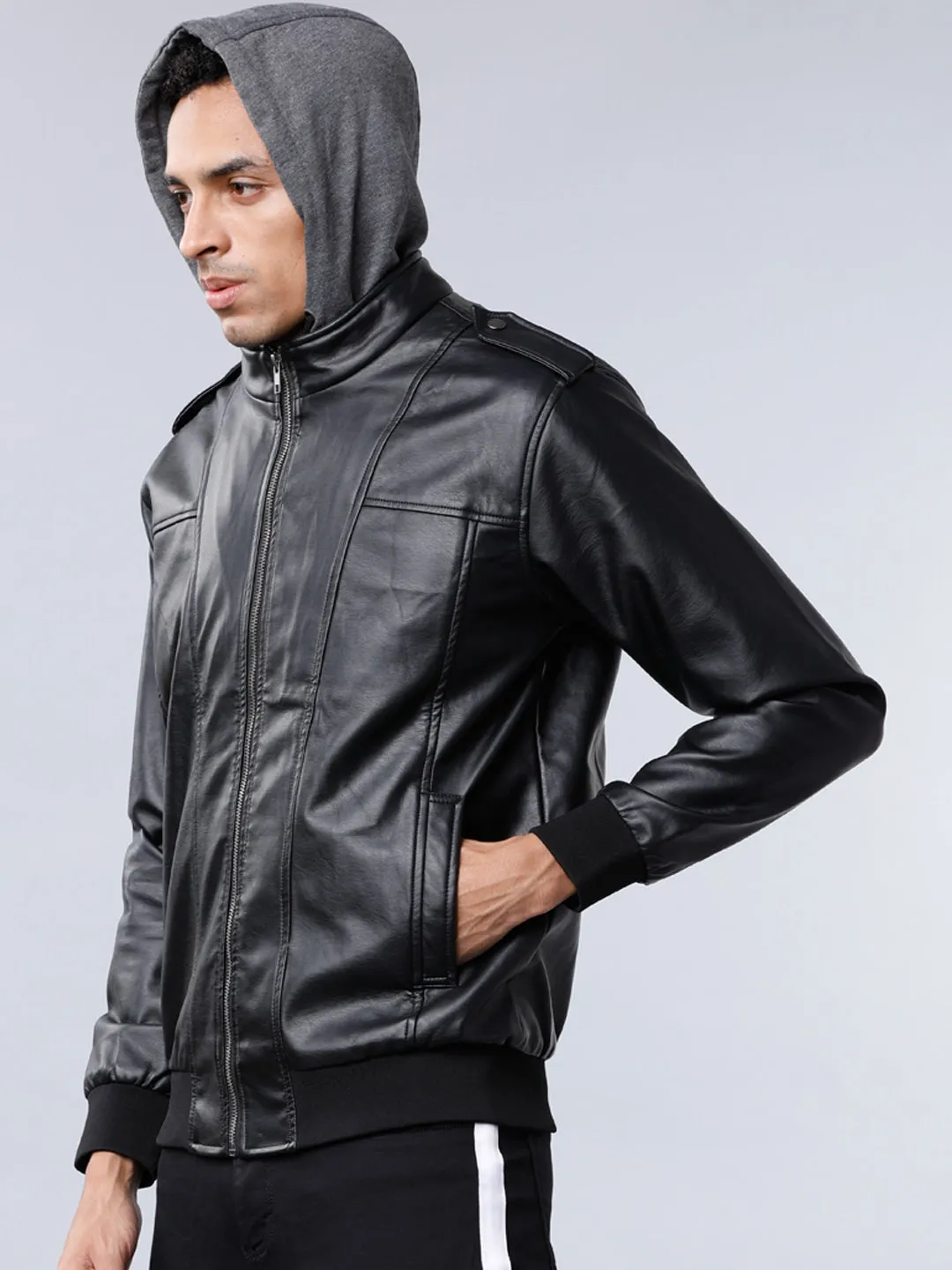 Shop Men Black Lightweight Biker Jacket | QAWACH