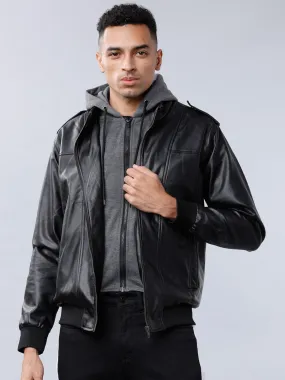Shop Men Black Lightweight Biker Jacket | QAWACH