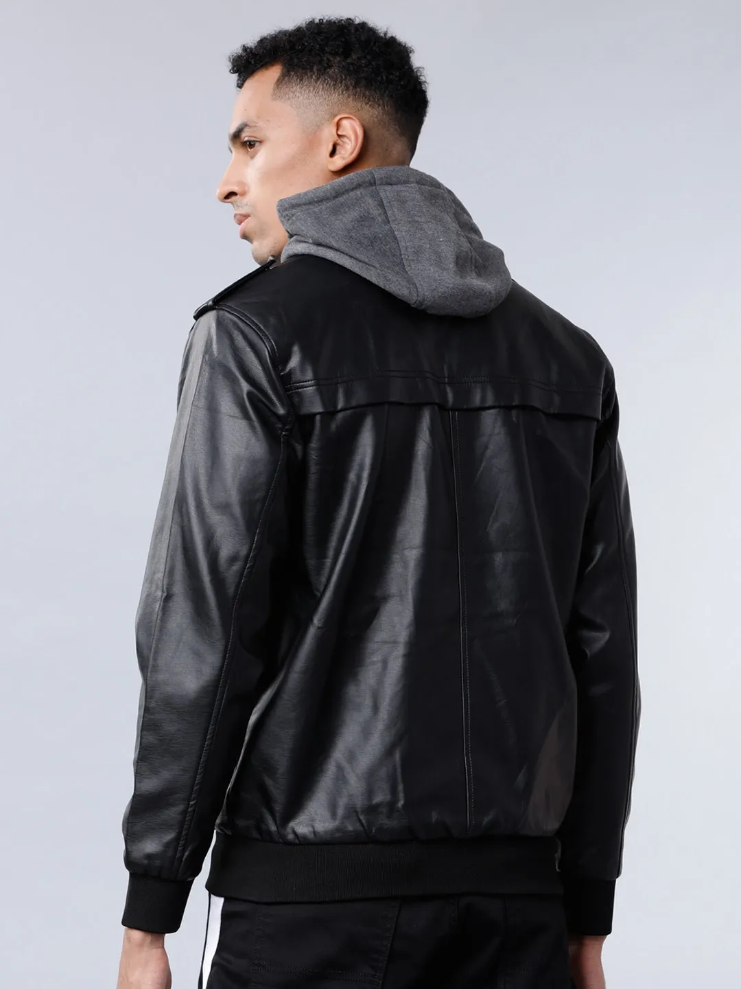 Shop Men Black Lightweight Biker Jacket | QAWACH