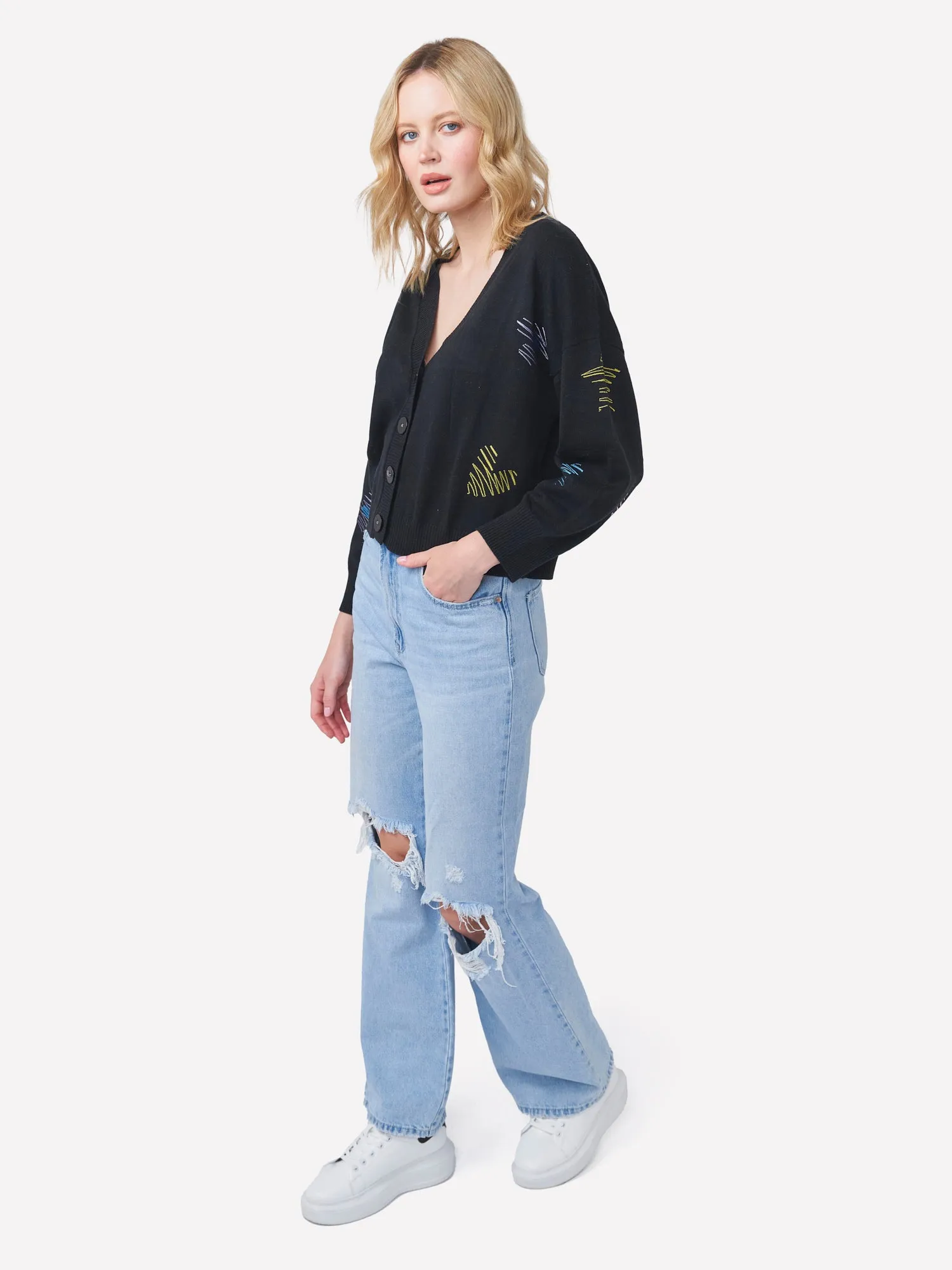 Sketch Embroidered Little Cardigan