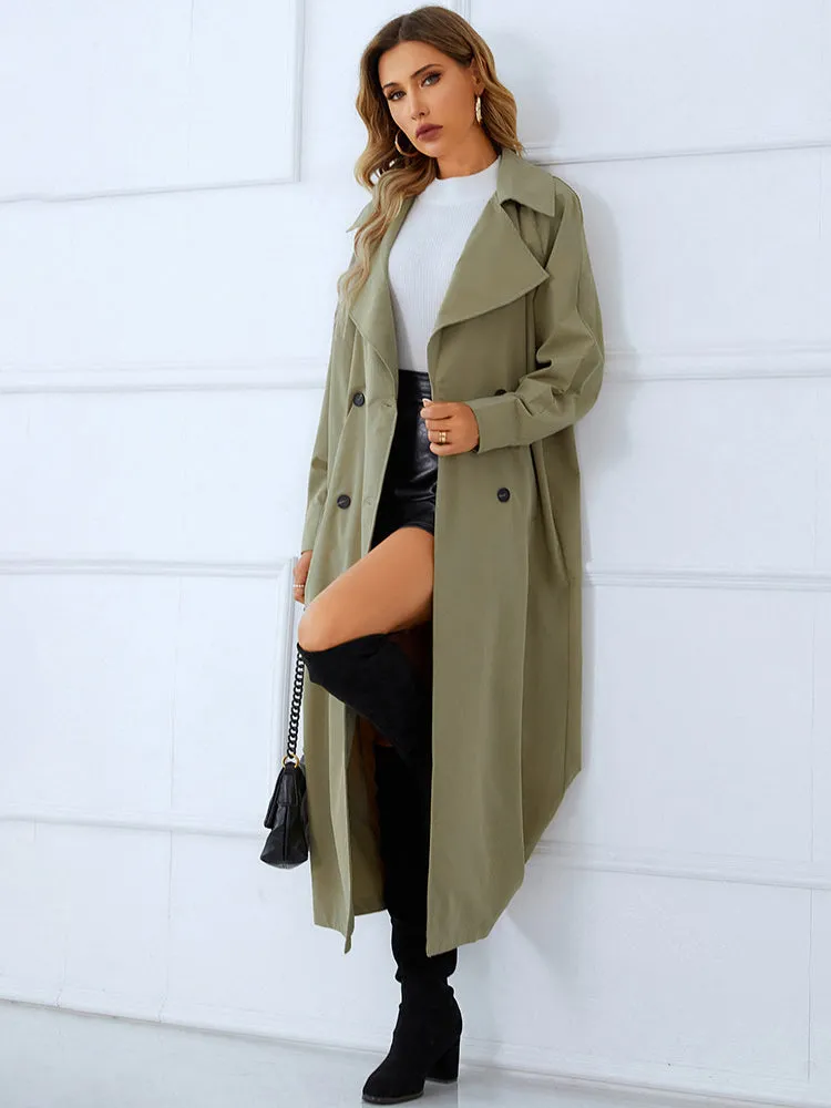 Squad Grass Green Elegant Double Buckle Coat