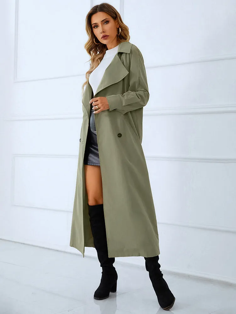 Squad Grass Green Elegant Double Buckle Coat