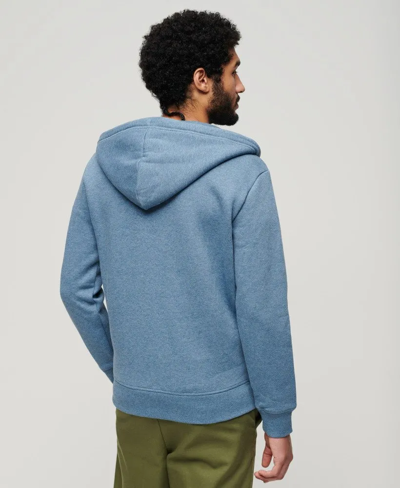 Superdry Essential Logo Full Zip Hoodie - Bluestone Blue Marl