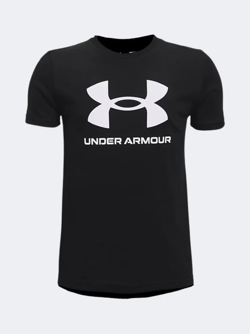 Under Armour Sportstyle Logo Boys Training T-Shirt Black/White