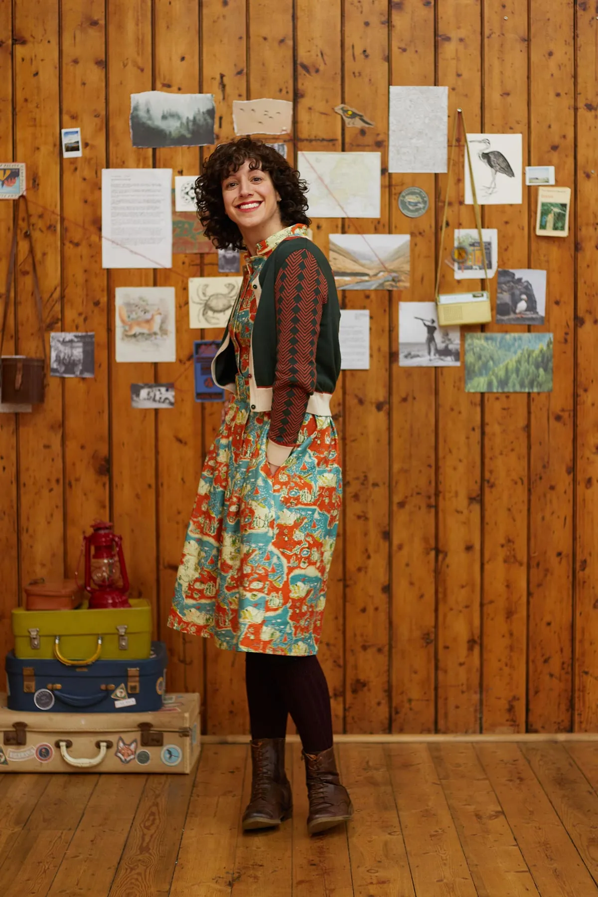 Vera Green Fox Embroidered Cardigan