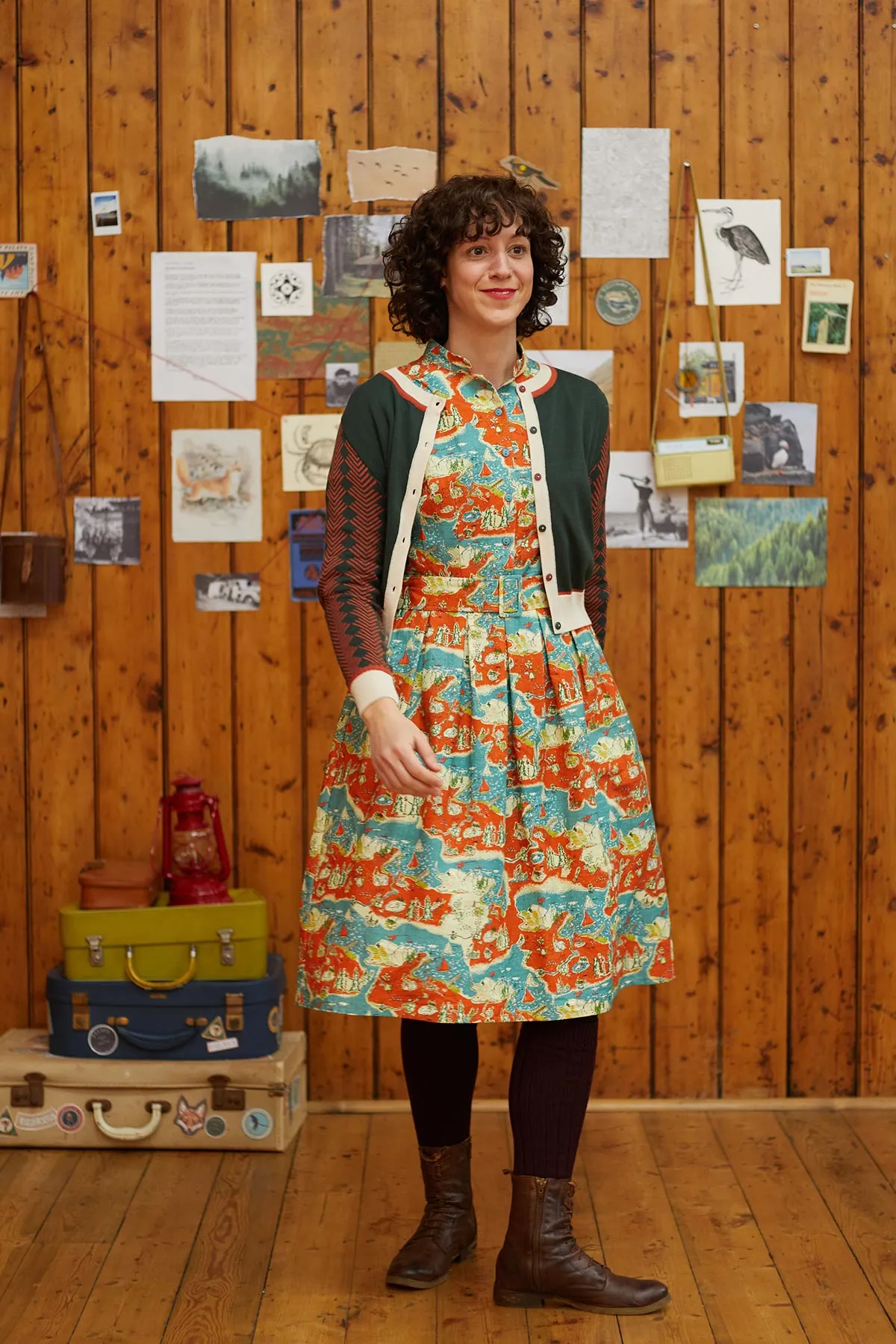 Vera Green Fox Embroidered Cardigan