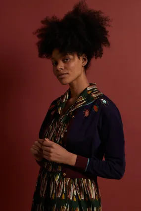 Vera Navy Bugs Embroidered Cardigan