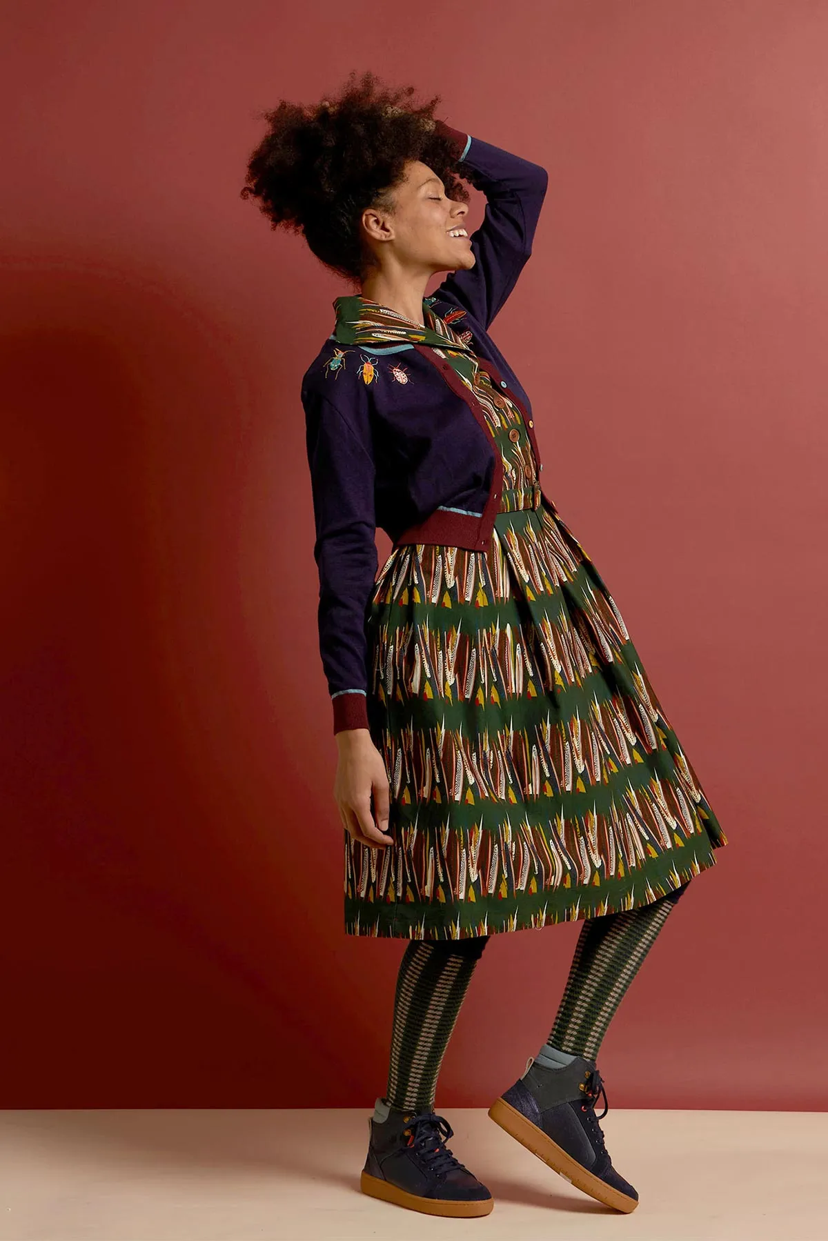 Vera Navy Bugs Embroidered Cardigan