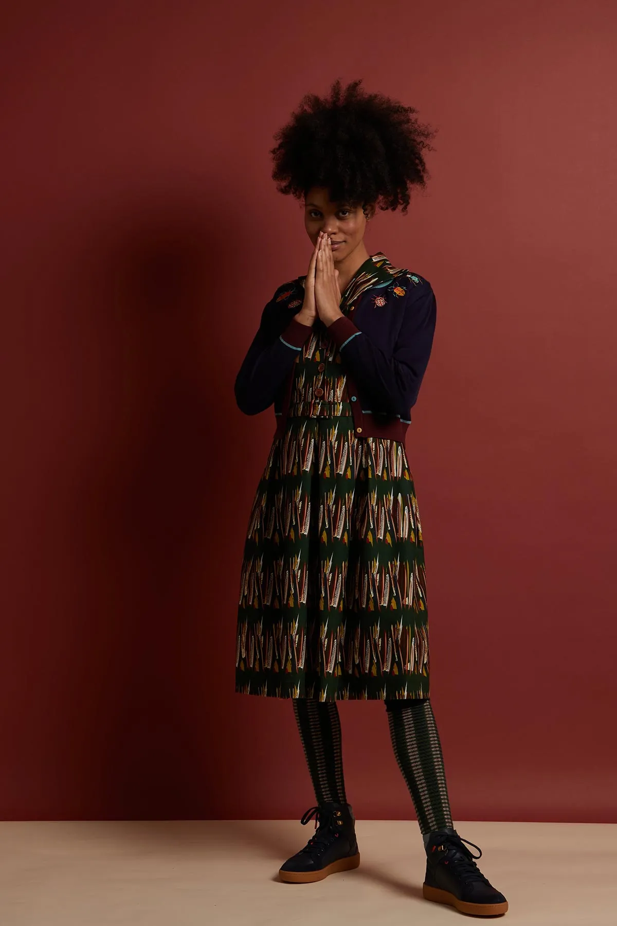 Vera Navy Bugs Embroidered Cardigan