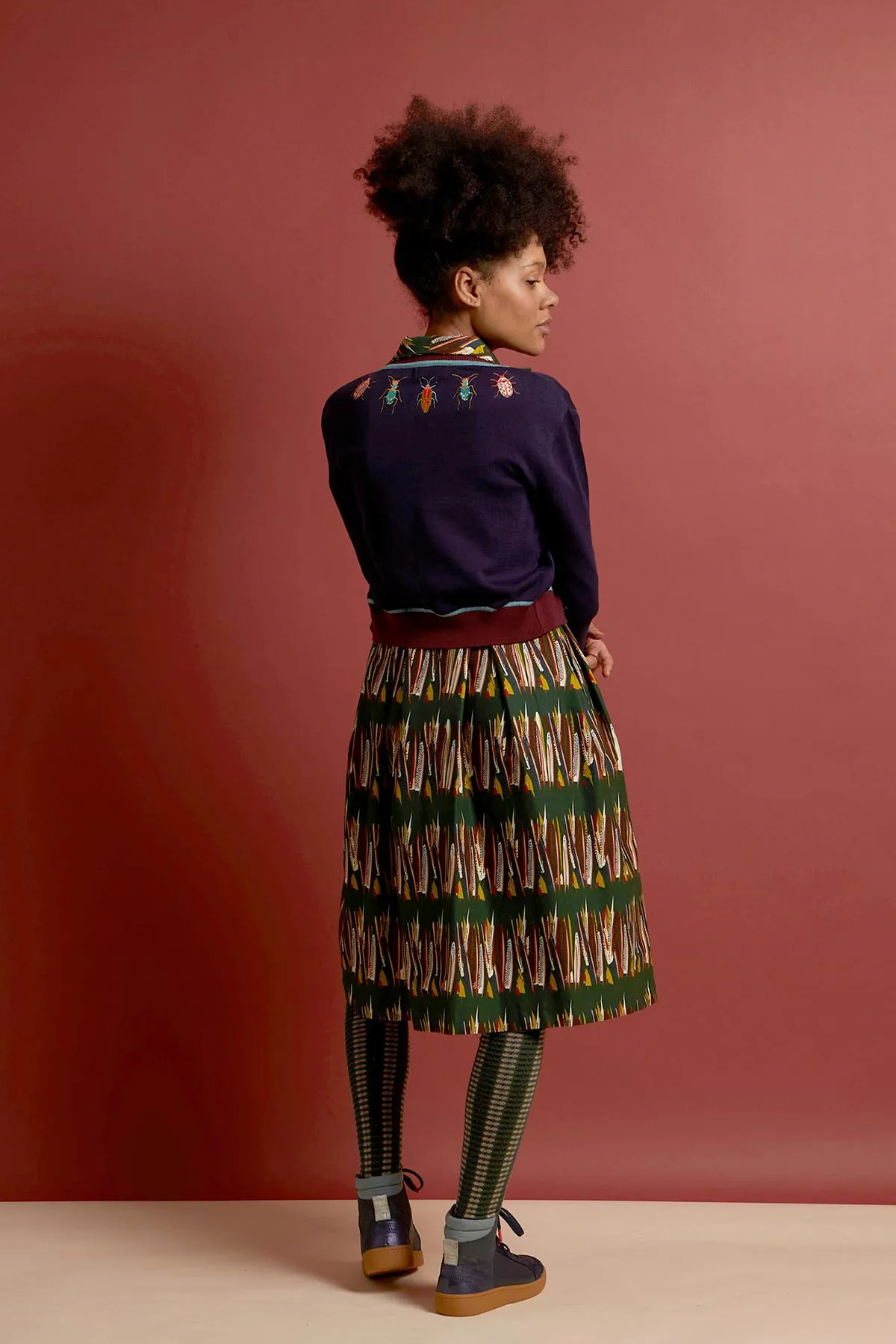 Vera Navy Bugs Embroidered Cardigan