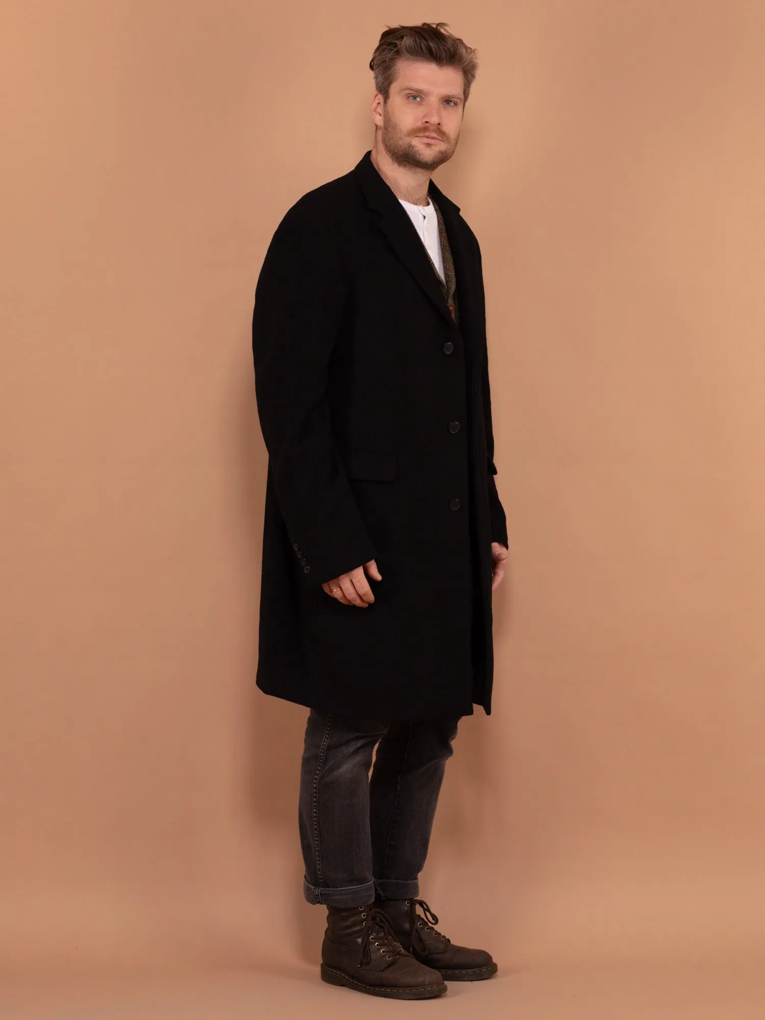 Vintage 00's Men Wool and Cashmere Coat in Black