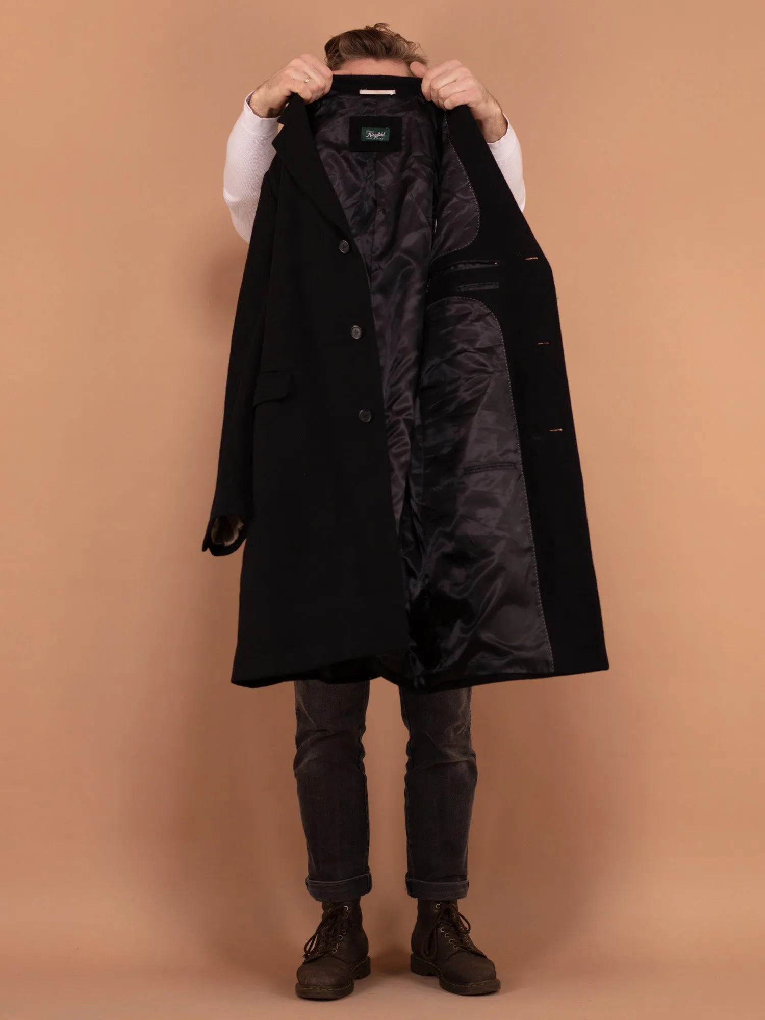 Vintage 00's Men Wool and Cashmere Coat in Black