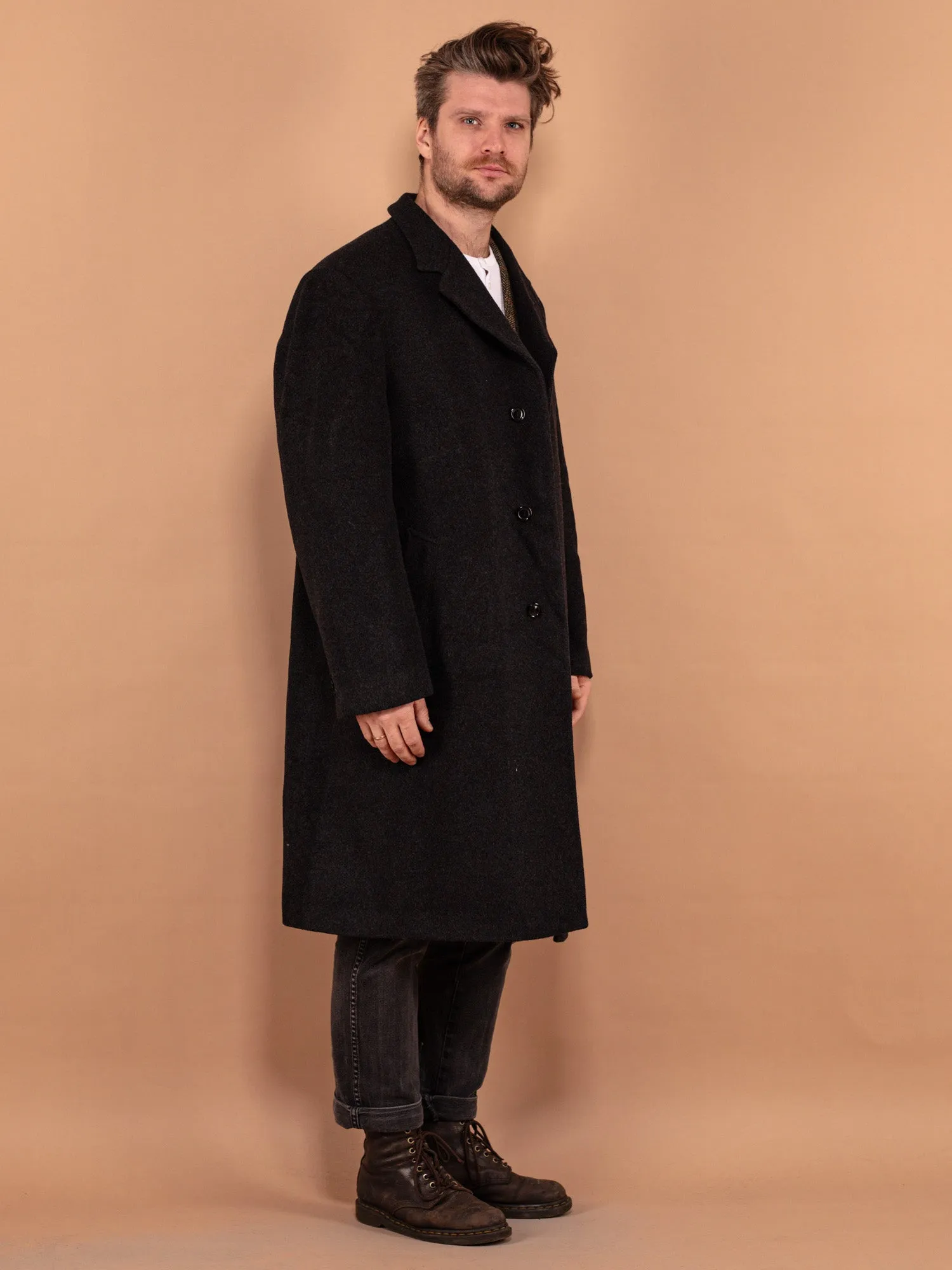 Vintage 00's Men Wool and Cashmere Coat in Dark Grey