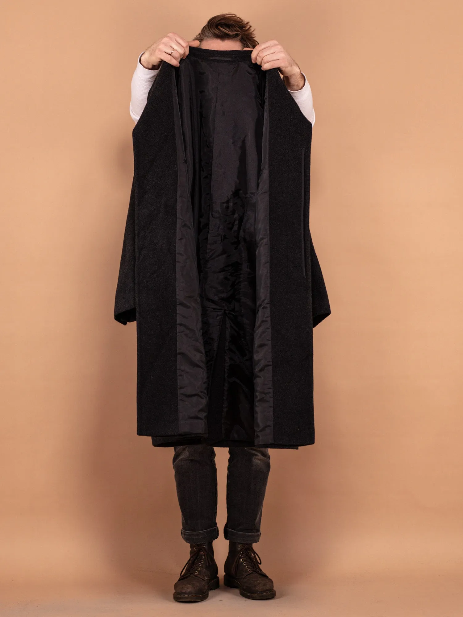 Vintage 00's Men Wool and Cashmere Coat in Dark Grey