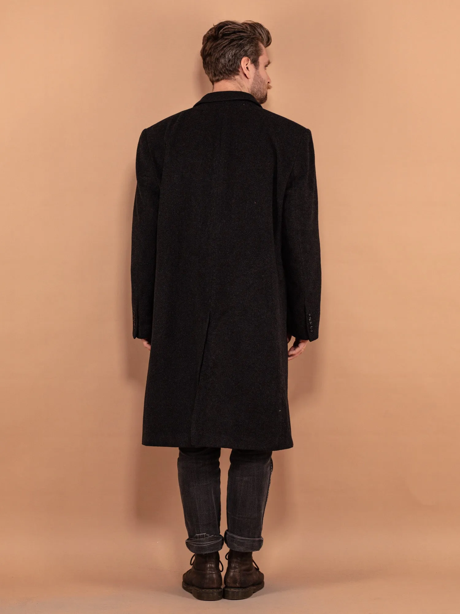 Vintage 00's Men Wool and Cashmere Coat in Dark Grey