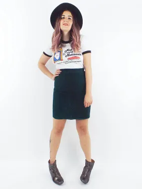 Vintage 80s Green Suede High-Waist Pencil Skirt -- Size 26
