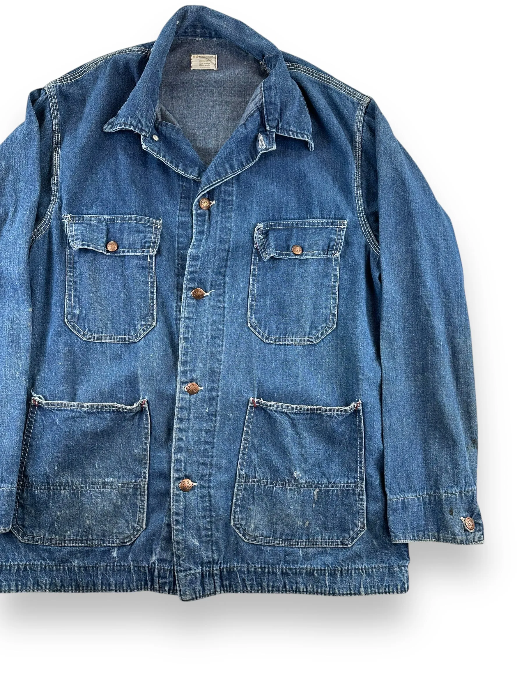 Vintage Big Mac Unlined Denim Chore Coat SZ XL