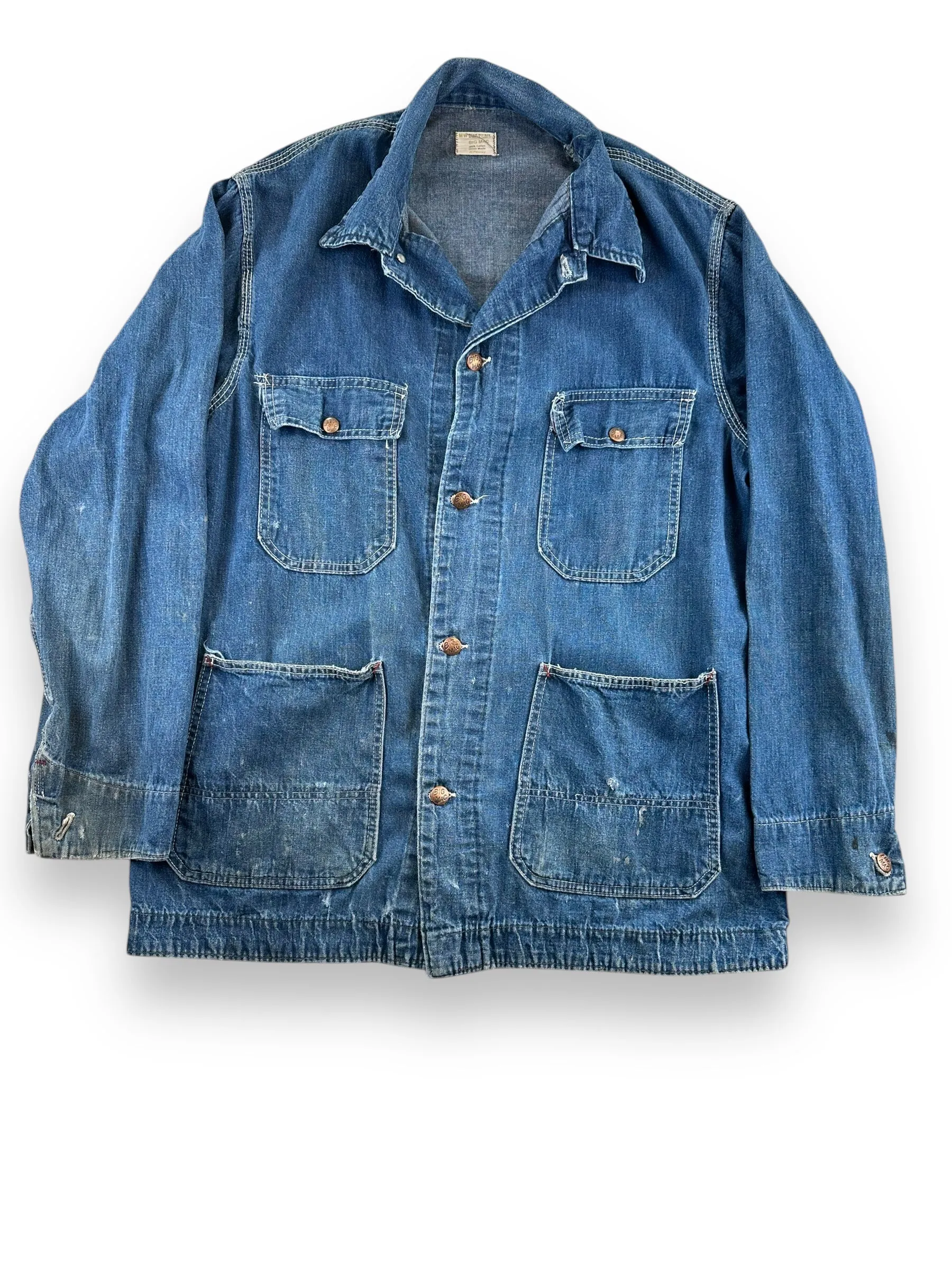Vintage Big Mac Unlined Denim Chore Coat SZ XL