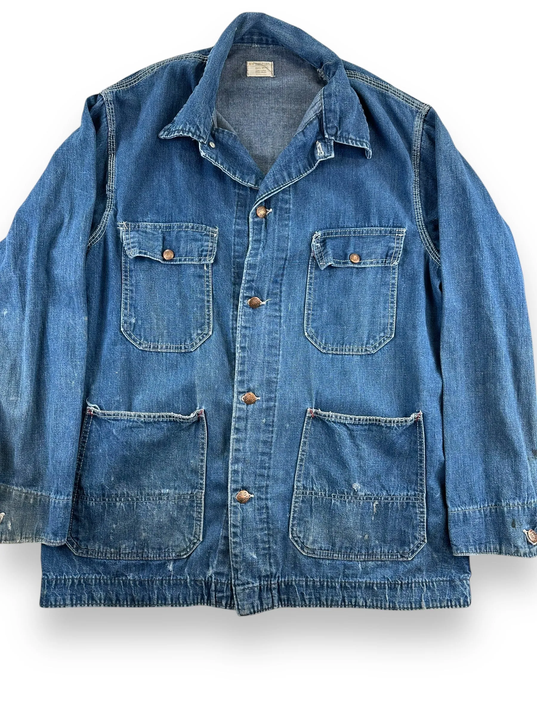 Vintage Big Mac Unlined Denim Chore Coat SZ XL