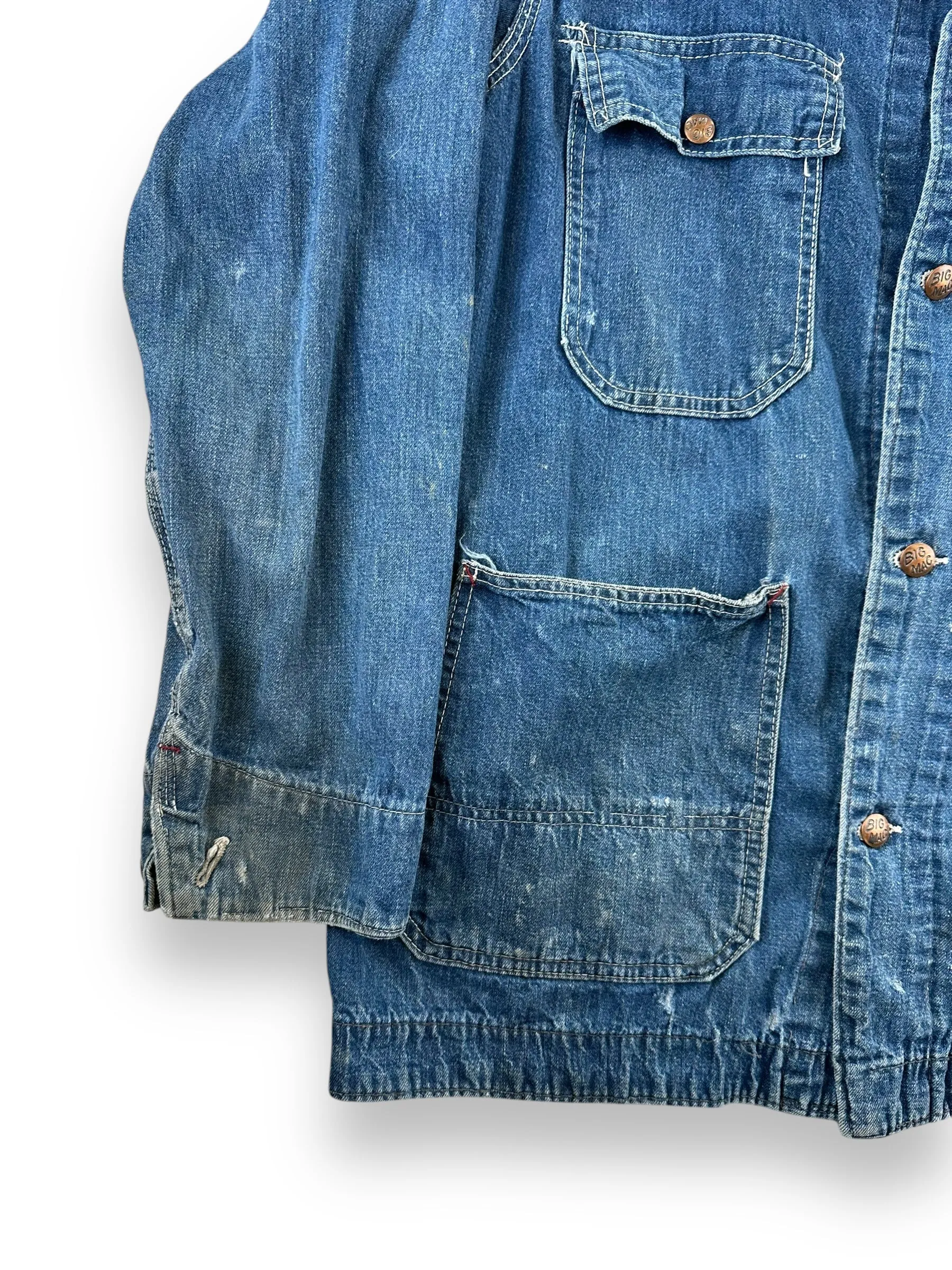 Vintage Big Mac Unlined Denim Chore Coat SZ XL