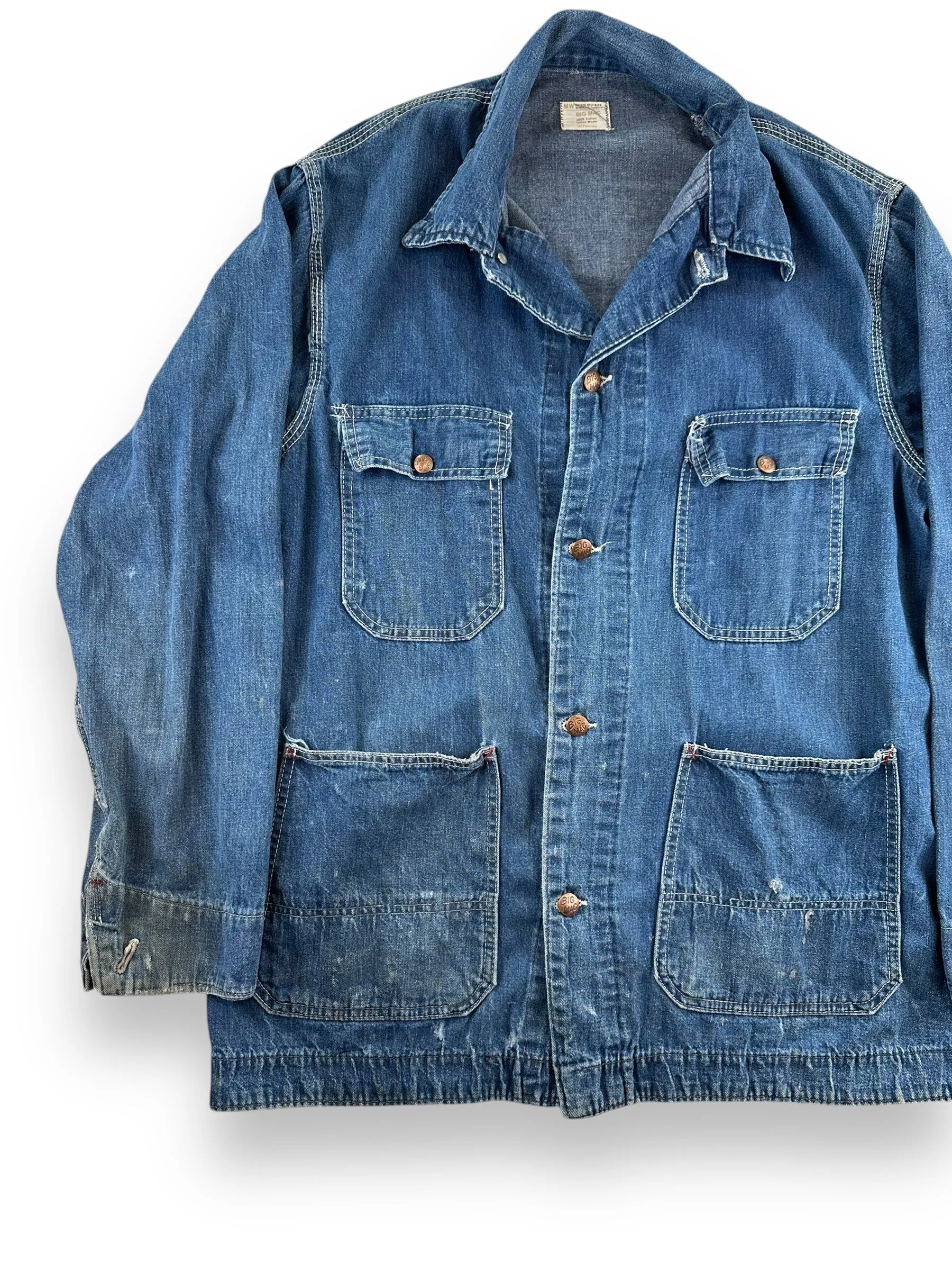 Vintage Big Mac Unlined Denim Chore Coat SZ XL