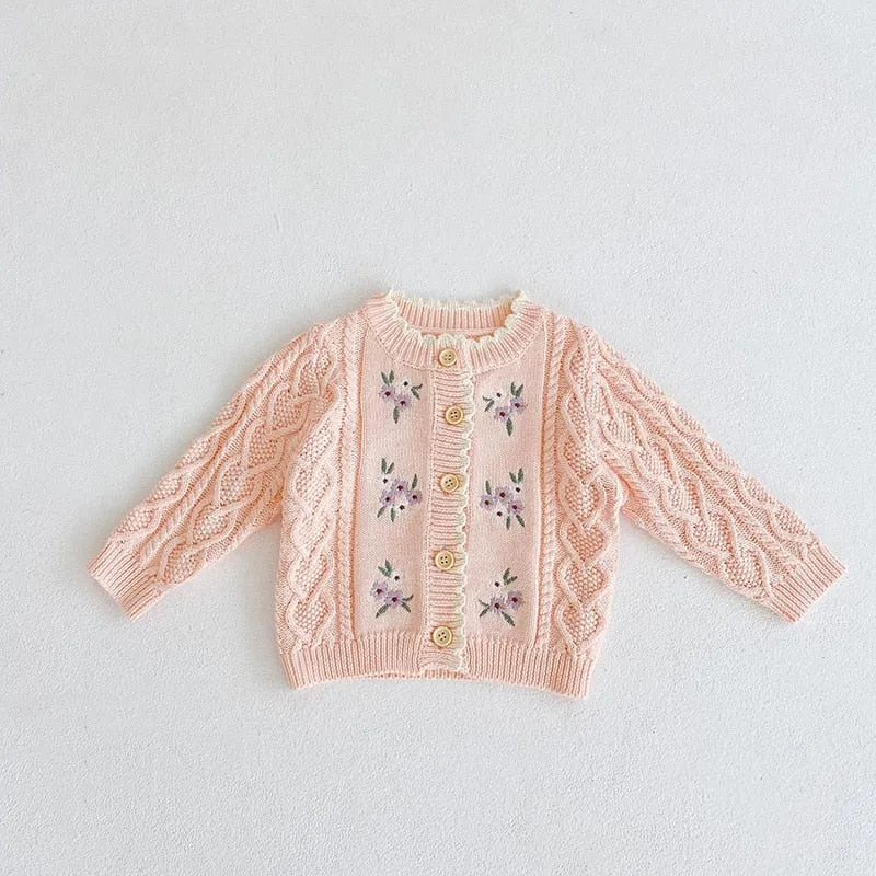Vintage Floral Embroidered Cardigan 6M-3T