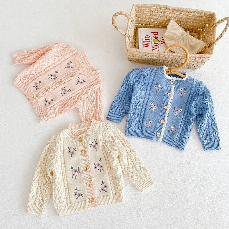 Vintage Floral Embroidered Cardigan 6M-3T