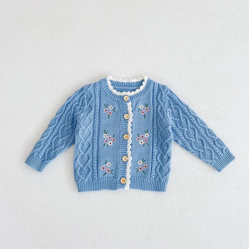 Vintage Floral Embroidered Cardigan 6M-3T