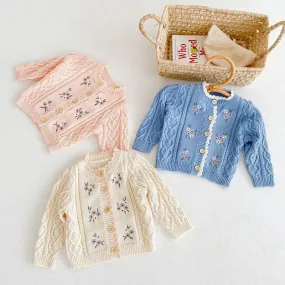 Vintage Floral Embroidered Cardigan 6M-3T