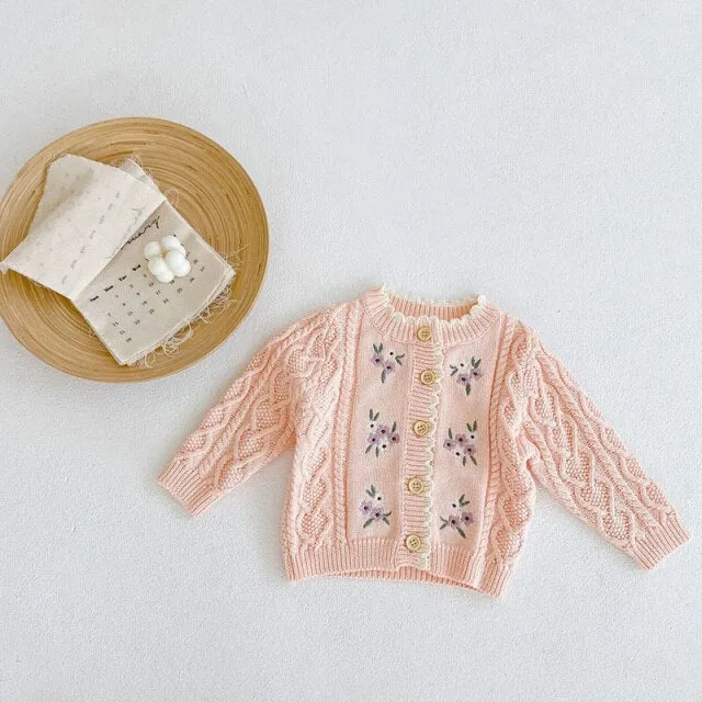 Vintage Floral Embroidered Cardigan 6M-3T