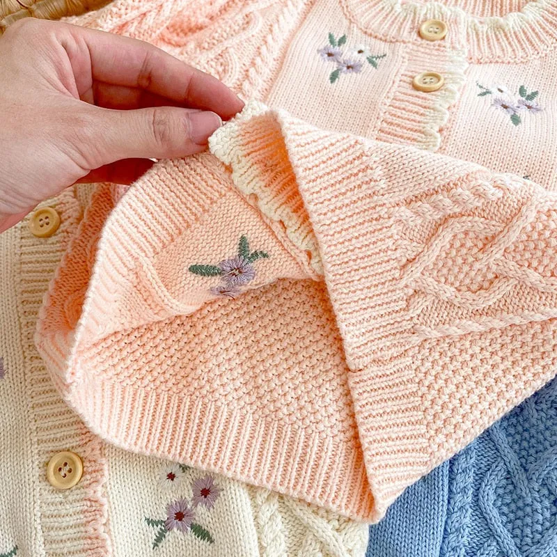 Vintage Floral Embroidered Cardigan 6M-3T
