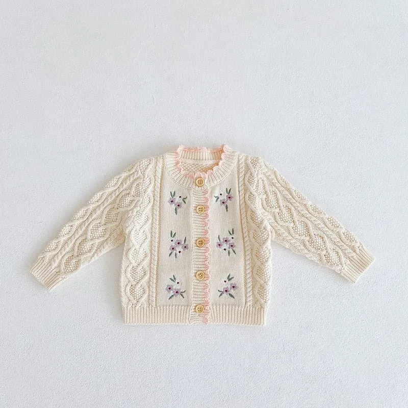 Vintage Floral Embroidered Cardigan 6M-3T
