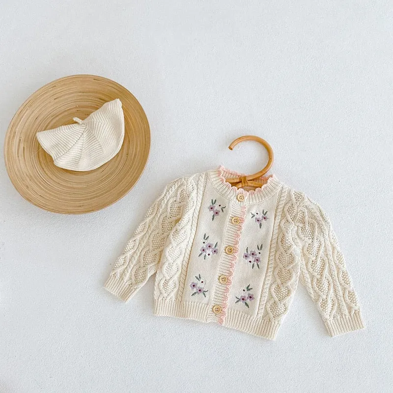 Vintage Floral Embroidered Cardigan 6M-3T