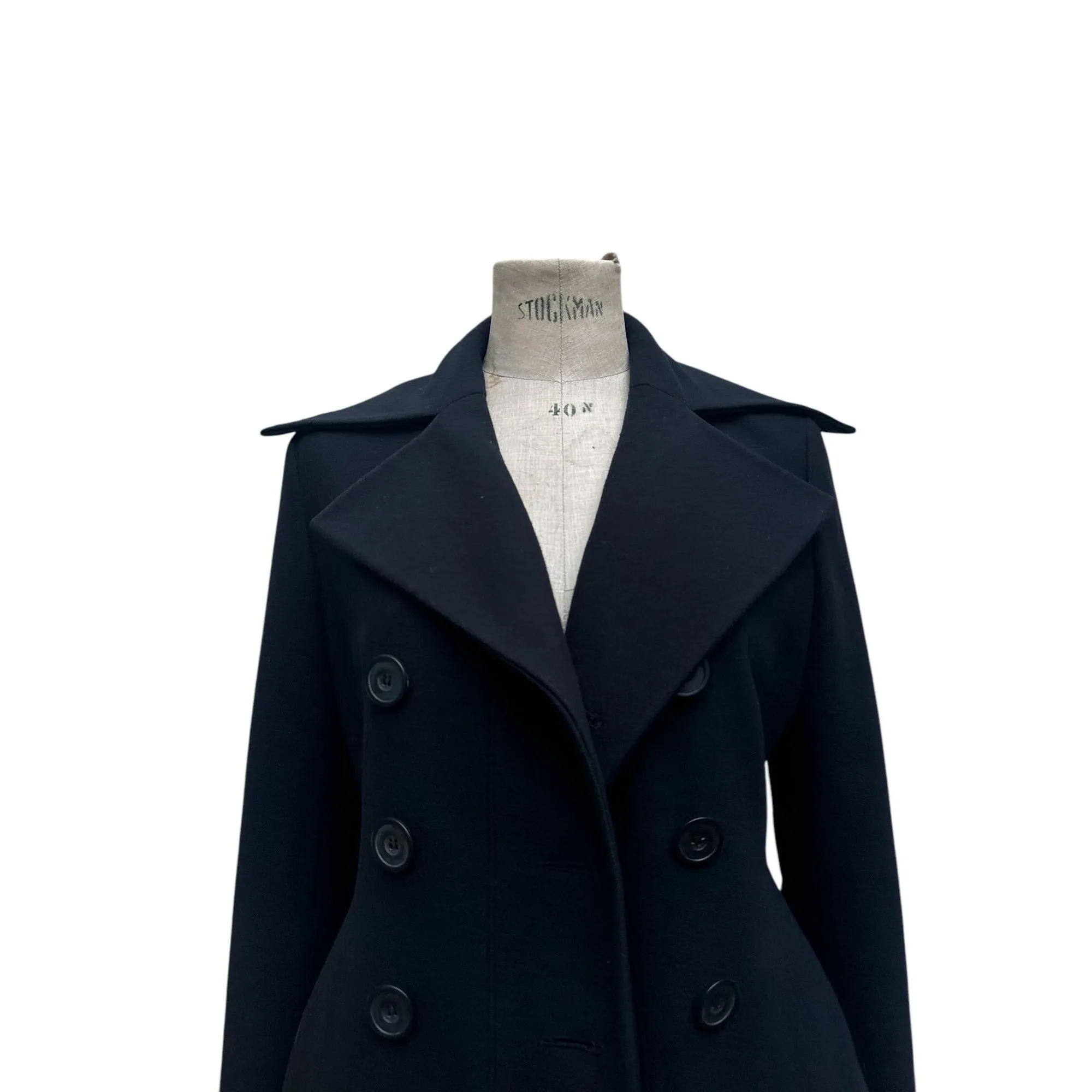 Vintage Navy Double Breasted Wool Coat