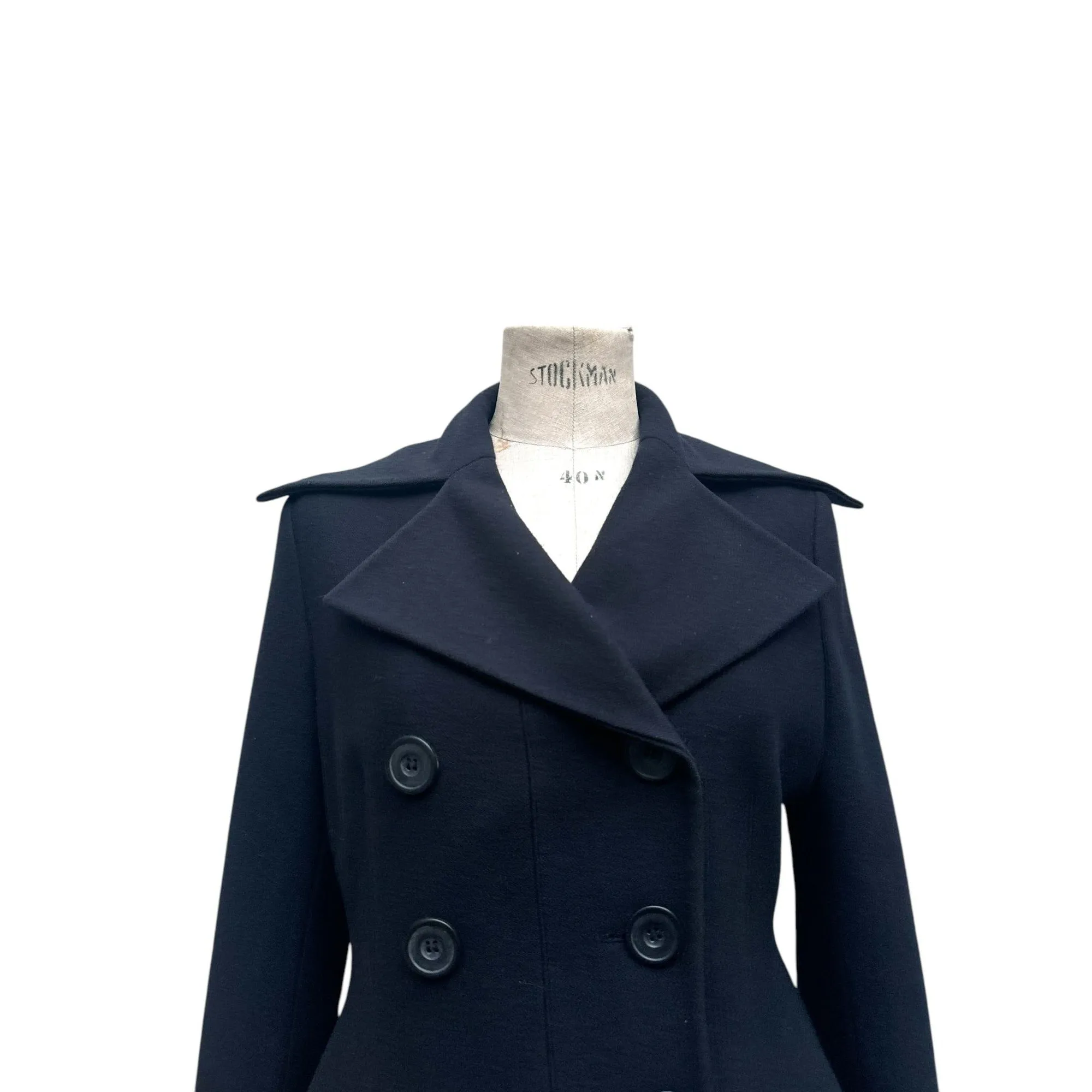 Vintage Navy Double Breasted Wool Coat