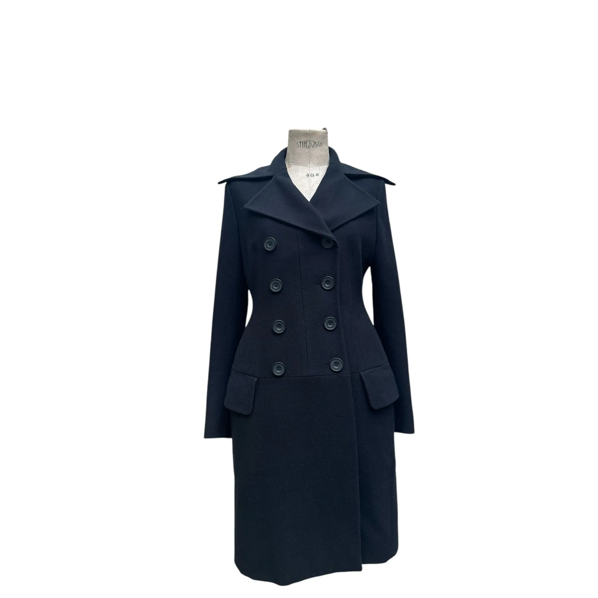Vintage Navy Double Breasted Wool Coat