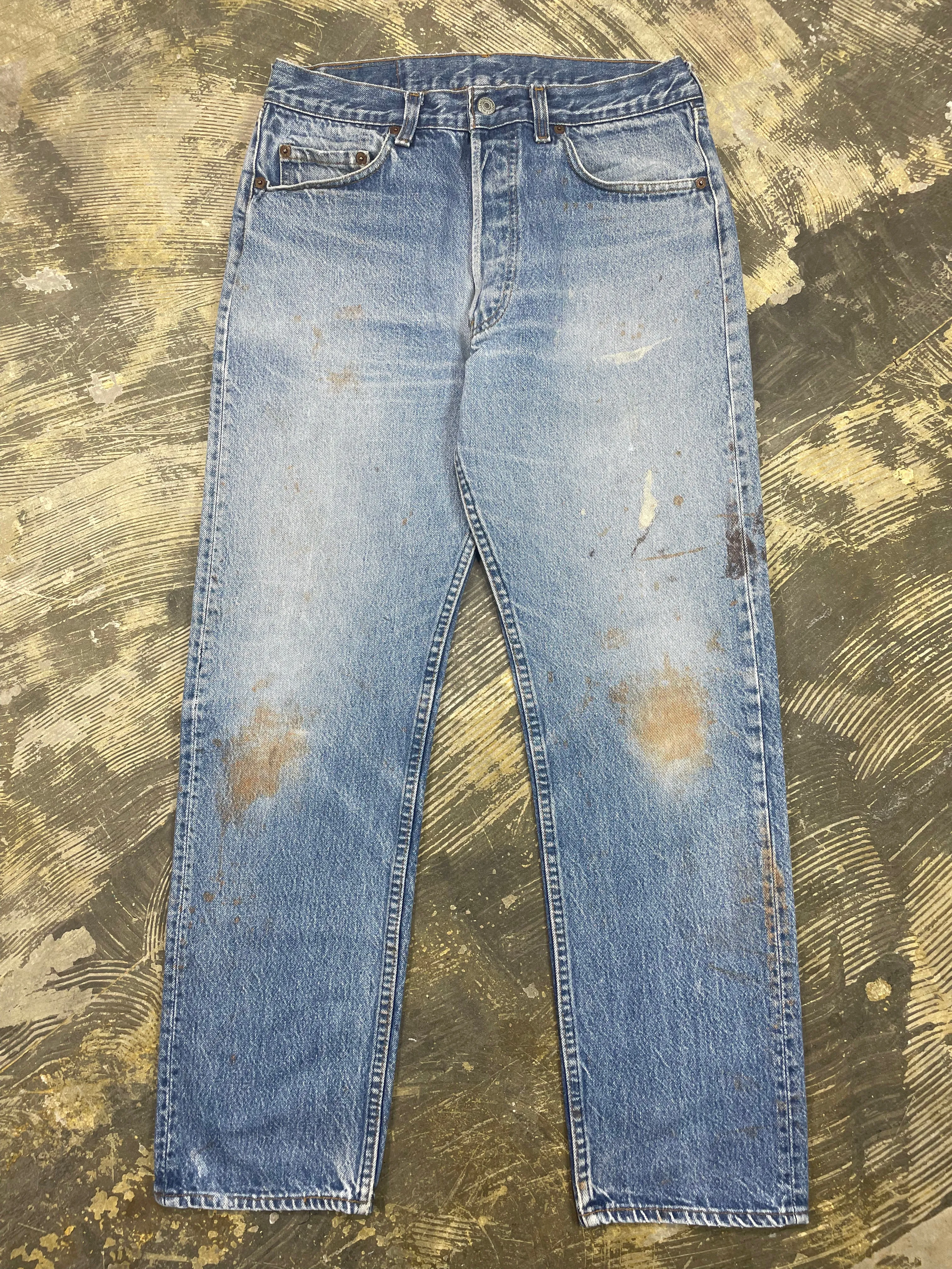 Vintage USA Made Levi 501 Transitional Premium Wash & Paint Denim Jeans (JYJ-0310)