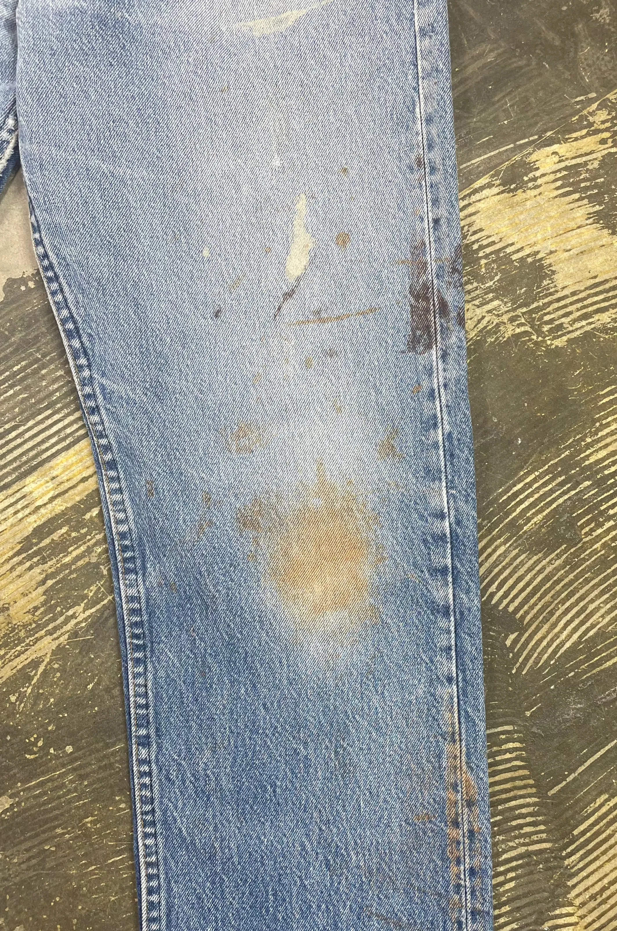 Vintage USA Made Levi 501 Transitional Premium Wash & Paint Denim Jeans (JYJ-0310)