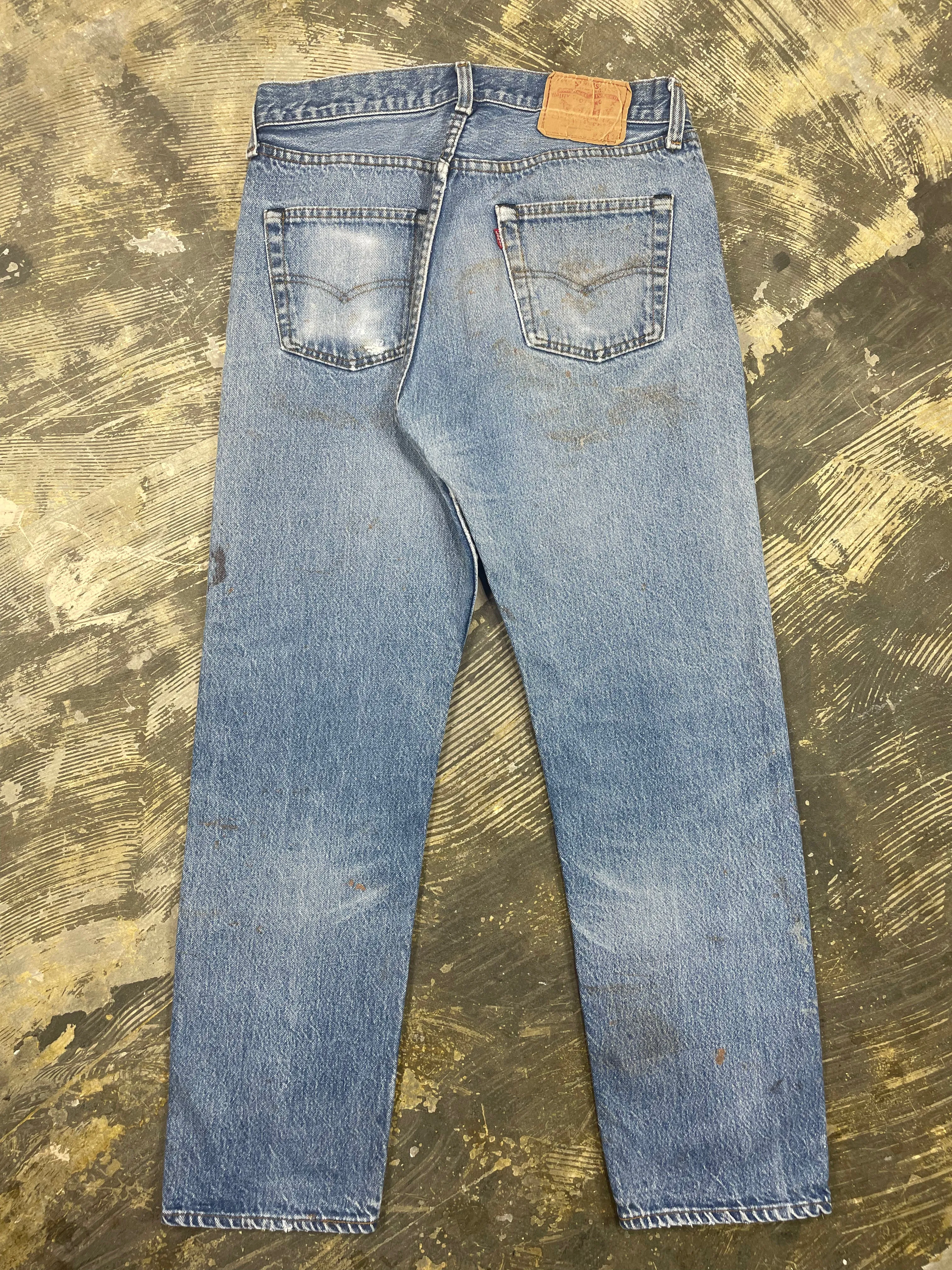 Vintage USA Made Levi 501 Transitional Premium Wash & Paint Denim Jeans (JYJ-0310)