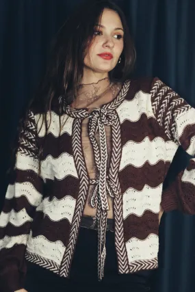 Wavy Pointelle Cardigan Mocha