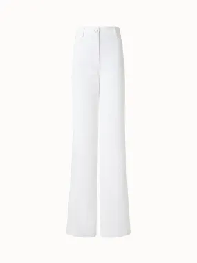 Wide Cotton Denim Stretch Pants