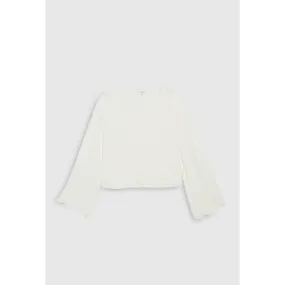 Women Shirt With Embroidered Collar - Ecru