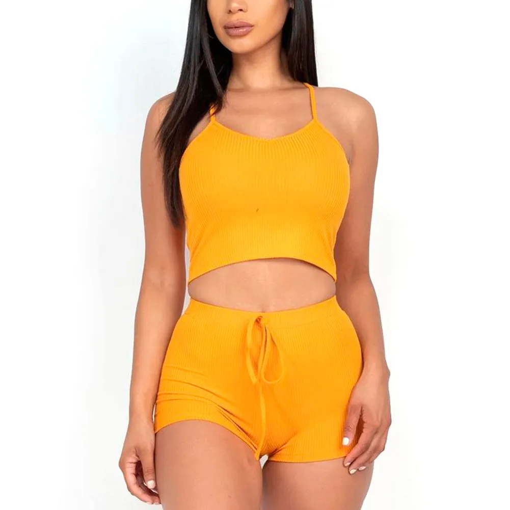 Women's Crop Top Sports Bra & Shorts High Waisted Fitness Gym Workout Yoga Set