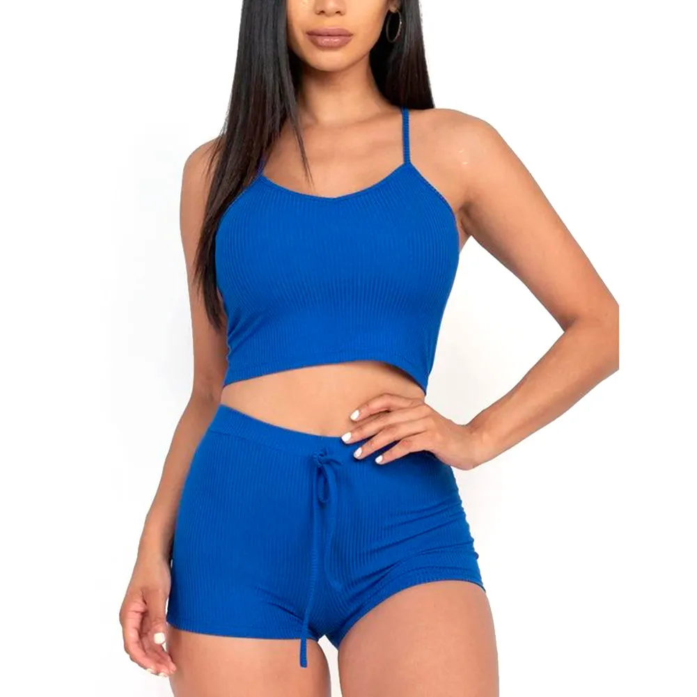 Women's Crop Top Sports Bra & Shorts High Waisted Fitness Gym Workout Yoga Set